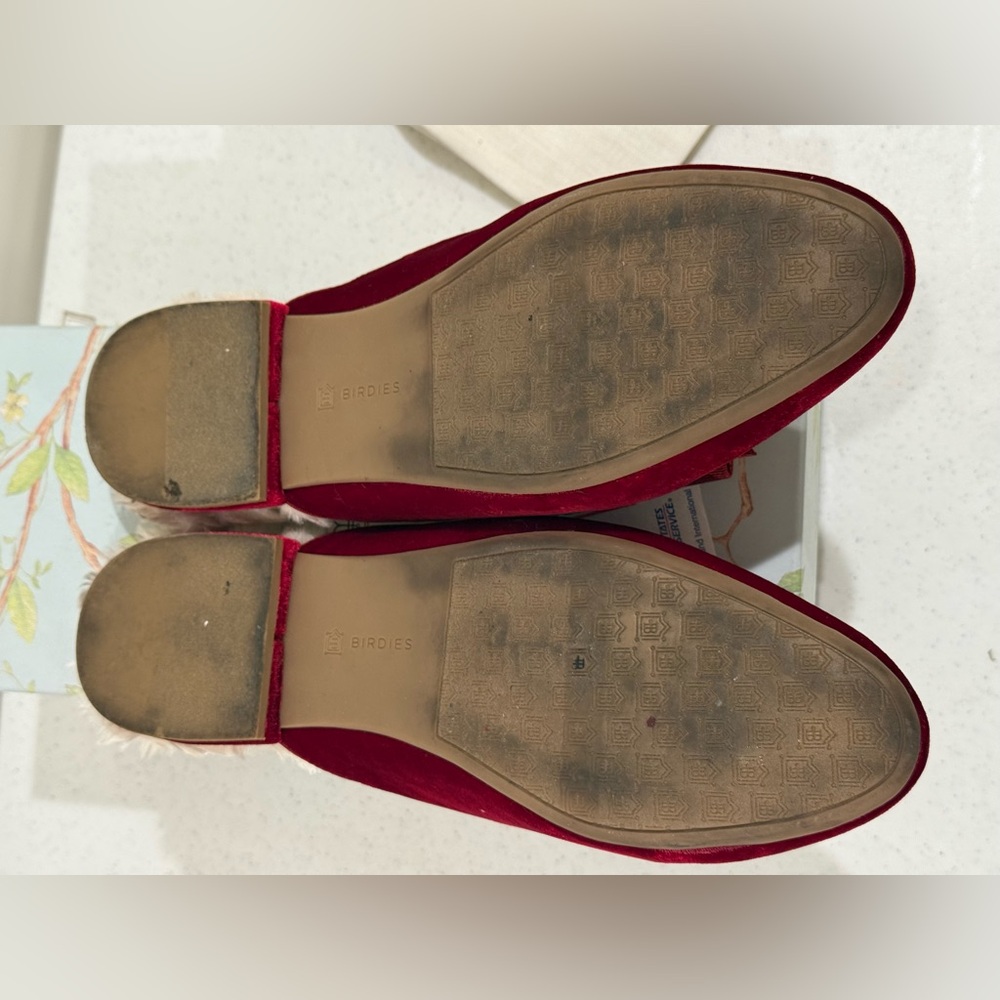 Birdies Women's Red Velvet “ The Phoebe “ Slippers ~ Worn 2X ~ Like New - Picture 8 of 11